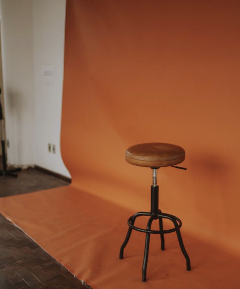 Presenter desk and backdrop